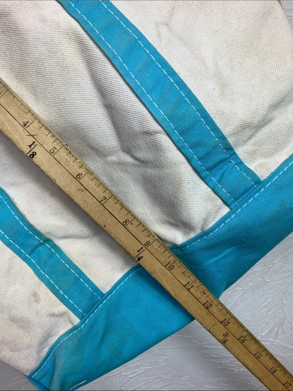 L.L. Bean Boat and Tote Canvas Bag - Teal/White - Embroidered 